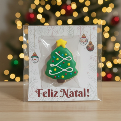 1 Unidade - Biscoito Formato Árvore de Natal com Glacê
